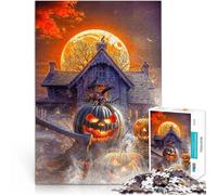 Puzzle da 1000 pezzi per adulti Casa del mistero di Halloween Fatto di cartone per età pari o superiore a 14 anni gioco educativo di apprendimento Migliorare l'amore tra le coppie misurare：26x38cm