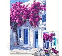 Puzzle da 1000 pezzi per adulti: Casa mediterranea con bouganville gioco interattivo attività divertenti da fare in casa ideale come regalo per tutta la famiglia 38x52cm