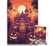 Puzzle da 1000 pezzi per adulti, casa stregata di Halloween, meraviglioso per le giornate di ozio, giocattolo affidabile, taglio aderente, dimensioni 38x26cm