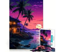 Puzzle da 1000 pezzi per adulti,casa sulla spiaggia,pixel art,bordi perfetti,gioco cognitivo,regalo,gioco di ozio,attività per compleanno (38x52cm)
