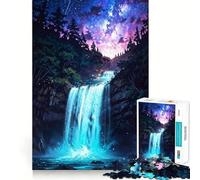 Puzzle da 1000 pezzi per adulti,cascata celeste sotto un cielo stellato,gioco di precisione e divertente per sviluppare l'abilità mentale,ideale per momenti di relax e come regalo di Natale (50x75cm)