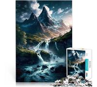 Puzzle da 1000 pezzi per adulti Cascata nella natura della foresta Fatto di legno per età pari o superiore a 14 anni Giocattolo educativo intellettuale decomprimente grande regalo misurare:50x75cm