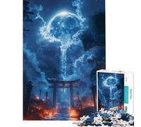 Puzzle da 1000 pezzi per adulti cascata Torii al chiaro di luna gioco interattivo educativo ideale come regalo o per divertirsi in famiglia (dimensioni 50x75cm)