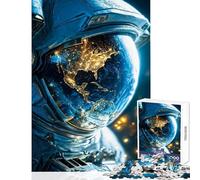 Puzzle da 1000 pezzi per adulti casco da astronauta che riflette la Terra giocattoli antistress regali per donne e uomini gioco impossibile difficile e impegnativo dimensioni 38x26cm
