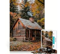 Puzzle da 1000 pezzi per adulti,"Casetta autunnale nel bosco",con bordi netti,gioco cognitivo divertente,gioco lento,regalo festivo per il tempo libero (50x75cm)