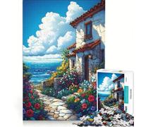 Puzzle da 1000 pezzi per adulti, "Casetta in riva all'oceano", giocattolo educativo, rilassante e stimolante per la mente, ottimo regalo per gli amanti dei videogiochi 38x52cm