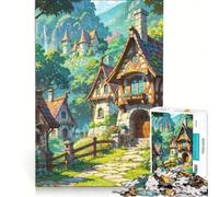 Puzzle da 1000 pezzi per adulti: Casetta in un villaggio fantastico, gioco educativo, difficile e stimolante, regalo di Natale o compleanno 50x75cm