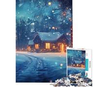 Puzzle da 1000 pezzi per adulti casetta natalizia innevata gioco antistress migliora la memoria compleanno e Natale (38x26cm)
