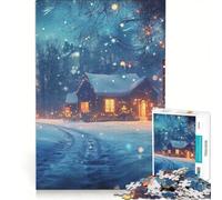 Puzzle da 1000 pezzi per adulti casetta natalizia innevata gioco impossibile analisi e logica per rafforzare l'amore tra le coppie 50x75cm
