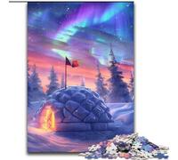 Puzzle da 1000 pezzi per adulti "Castelli di ghiaccio sotto l'aurora boreale" Realizzato in cartone,perfetto per adolescenti e collezionisti,ideale come decorazione per la casa e regalo da viaggio