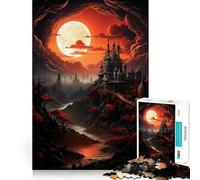 Puzzle da 1000 pezzi per adulti Castello alla luna piena rossa,gioco di logica a incastro perfetto,divertente giocattolo,gioco gratuito,regalo di compleanno (50x75cm)