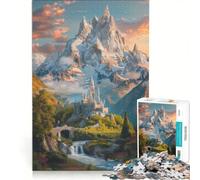 Puzzle da 1000 pezzi per adulti, Castello da sogno tra le montagne, gioco pratico, migliora la memoria, compleanno e Natale 50x75cm