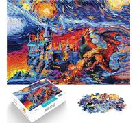 Puzzle da 1000 pezzi per adulti Castello del Drago della Notte Stellata Taglio di precisione è ideale come regalo per tutta la famiglia 75x50cm
