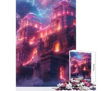 Puzzle da 1000 pezzi per adulti Castello fantasy con fulmini e pianeti Gioco interattivo da 1000 pezzi Ottimo regalo per gli amanti dei giochi Quadro da parete (38x26cm)