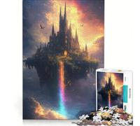 Puzzle da 1000 pezzi per adulti: Castello galleggiante con cascata arcobaleno, gioco impossibile, interazione genitore-figlio, lista dei desideri con Babbo Natale 38x26cm