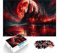 Puzzle da 1000 pezzi per adulti Castello gotico sotto la luna di sangue Gioco intellettuale Migliorare l'amore tra le coppie 38x26cm