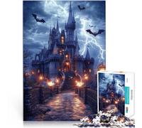 Puzzle da 1000 pezzi per adulti Castello infestato dalla tempesta sfida educativa Decorazione murale Regali unici per compleanno e Natale 75x50cm