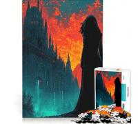 Puzzle da 1000 pezzi per adulti: Castello oscuro e figura incappucciata, gioco rompicapo, divertente antistress, ogni pezzo è unico 50x75cm