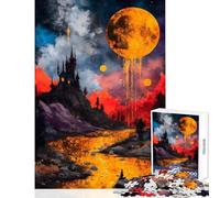 Puzzle da 1000 pezzi per adulti Castello sotto la luna dorata gioco interattivo per divertimento in famiglia giocattolo antistress lista dei desideri con Babbo Natale (38x52cm)
