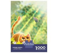 Puzzle Da 1000 Pezzi Per Adulti Cat And Butterfly Puzzle Per Adulti Gioco Rompicapo Difficile Compleanno E Natale 38x26cm/1000pcs