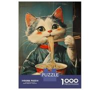 Puzzle Da 1000 Pezzi Per Adulti Cat Eating Noodles Puzzle Per Adulti Gioco Rompicapo Analisi E Logica Ottimo Regalo Per I Giocatori 52x38cm/1000pcs