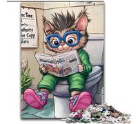 Puzzle da 1000 pezzi per adulti, Cat Go Toilet, puzzle da 1000 pezzi per adulti, stimolante gioco d'arte fai da te per appassionati, regalo perfetto per rilassarsi (dimensioni 50x75cm)
