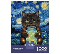 Puzzle Da 1000 Pezzi Per Adulti Cat with Starry Night Jar Puzzle Per Adulti Giochi Rilassanti Sfida Difficile Per Compleanno, Natale 70x50cm/1000pcs