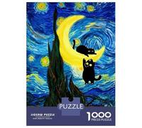 Puzzle Da 1000 Pezzi Per Adulti Cats on The Crescent Moon Puzzle Per Adulti Gioco Rompicapo Difficile Sfida Educativa Difficile 38x26cm/1000pcs