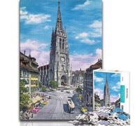 Puzzle da 1000 pezzi per adulti Cattedrale di Berna Svizzera per adulti 1000 pezzi giochi educativi decorazione per la casa collezione di artisti belle arti (50x75cm)