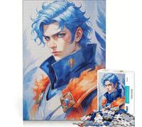 Puzzle da 1000 pezzi per adulti, cavaliere anime dai capelli blu, antistress, decorazione per la casa, regalo di compleanno 38x26cm