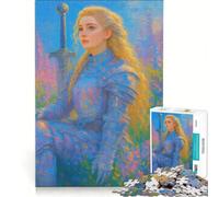 Puzzle da 1000 pezzi per adulti, Cavaliere biondo in un campo fiorito, gioco pratico, difficile e stimolante, adatto come decorazione da scrivania 38x26cm
