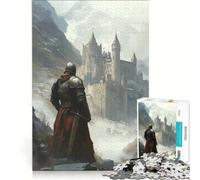 Puzzle da 1000 pezzi per adulti: Cavaliere che osserva un castello tra le montagne gioco rilassante decorazione per la casa ideale come regalo per tutta la famiglia 38x26cm