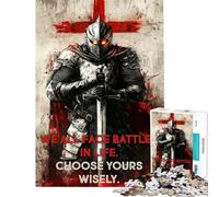 Puzzle da 1000 pezzi per adulti cavaliere con croce rossa citazione motivazionale gioco di puzzle manuale gara di velocità ideale come regalo per tutta la famiglia (dimensioni 38x52cm)