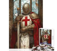 Puzzle da 1000 pezzi per adulti Cavaliere con mantello rosso gioco divertente per adulti ideale per le vacanze in casa per passare il tempo difficile e stimolante (dimensioni 38x26cm)
