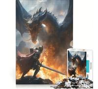Puzzle da 1000 pezzi per adulti Cavaliere contro Drago gioco interattivo decorazione da parete adatto per la decorazione della scrivania 38x52cm