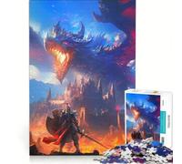 Puzzle da 1000 pezzi per adulti Cavaliere contro Drago gioco rilassante decorazione per la casa ideale come regalo per tutta la famiglia 38x26cm