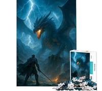 Puzzle da 1000 pezzi per adulti Cavaliere contro drago nella tempesta gioco per famiglie gioco stimolante ottimo regalo e antistress (dimensioni 50x75cm)