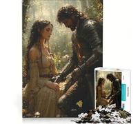 Puzzle da 1000 pezzi per adulti Cavaliere e Dama nella Foresta gioco interattivo decorazione da parete adatto per la decorazione della scrivania 38x26cm