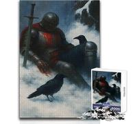 Puzzle da 1000 pezzi per adulti, cavaliere ferito con corvi nella neve, giocattoli, giochi educativi per il divertimento in famiglia, opera d'arte, regalo, dimensioni 50x75cm