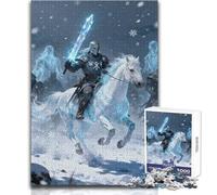 Puzzle da 1000 pezzi per adulti Cavaliere invernale a cavallo con spada Goditi un dolce relax e svago Vestibilità stabile Taglio preciso Dimensioni del giocattolo: 38x26cm