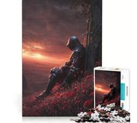 Puzzle da 1000 pezzi per adulti cavaliere medievale in un campo di papaveri gioco impossibile divertente attività da fare in casa adatto come decorazione da scrivania 38x52cm