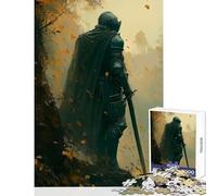 Puzzle da 1000 pezzi per adulti Cavaliere nel bosco autunnale Giocattolo Decorazione da parete Opera d'arte Regalo Gioco pratico Migliora l'amore tra coppie Dimensioni 38x26cm