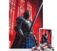 Puzzle da 1000 pezzi per adulti: Cavaliere nella cattedrale rossa Gioco pratico di analisi e logica antistress ideale per rafforzare l'amore tra le coppie (38x52cm)