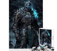 Puzzle da 1000 pezzi per adulti cavaliere non morto con fiamme blu giocattolo decorazione da parete regalo di compleanno gioco impossibile attività divertenti a casa dimensioni 38x26cm