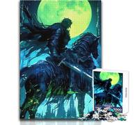Puzzle da 1000 pezzi per adulti Cavaliere oscuro a cavallo sotto la luna Goditi un dolce relax e svago Misura stabile e taglio preciso Dimensioni del giocattolo: 50x75cm