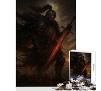 Puzzle da 1000 pezzi per adulti Cavaliere oscuro con spada infuocata Giocattoli antistress Regalo divertente Giochi per famiglie Interessanti riduzione dello stress Dimensioni 38x26cm