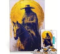 Puzzle da 1000 pezzi per adulti "Cavaliere solitario in oro" gioco educativo allena la mente e la mano collezione d'artista belle arti 38x26cm