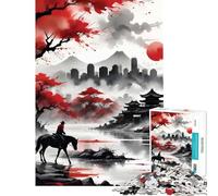 Puzzle da 1000 pezzi per adulti "Cavaliere solitario nel cielo rosso" giocattolo educativo ideale per l'apprendimento e il compleanno (dimensioni 38x26cm)