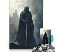 Puzzle da 1000 pezzi per adulti Cavaliere solitario tra le rovine gioco rompicapo decorazione per la casa compleanno e Natale 38x52cm