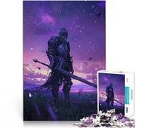 Puzzle da 1000 pezzi per adulti Cavaliere sotto un cielo viola Sfida di gioco educativo giocattolo con poster abbinato e foglio di quiz 52x38cm